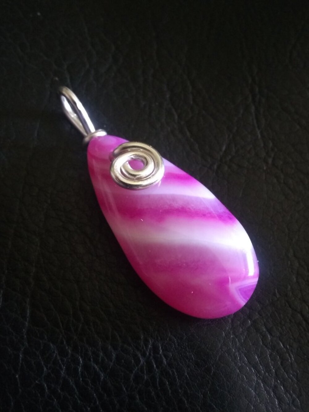 Pink Banded Agate Color Pop Pendant ~ Playful Feminine Boho Chic Jewelry